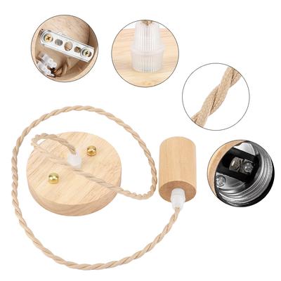 Wood Wall Lamp, Vintage Hanging Light Decor for Dining Room, Bedroom, Art Pendant Lamp, E27 Socket