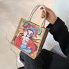 Original Simple Linen Bag, Japanese and Korean Women's Handbag Bag, Trendy Cartoon Literary Hand Carry Snack Bag, Environmentally Friendly Bento Bag