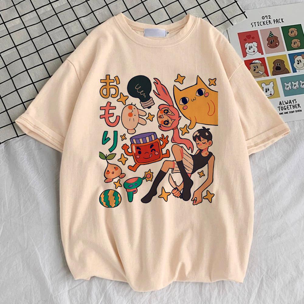 

Omori t-shirt teen kawaii Pastel anime Breathable shirt Pastel Comfortable korean clothes streetwear Classic harajuku S