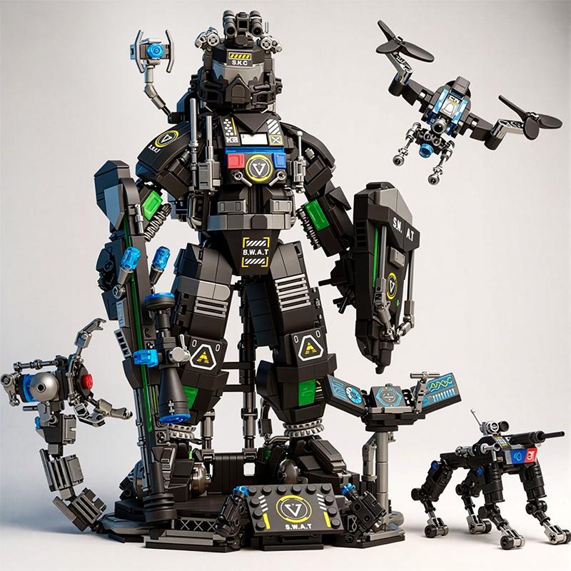 First-Class Giant 2In1 First-Class Transformable Mechanical Machine First-Class Assembly Superior-Grade Assembly-Bricks Premium-Quality Swat Mecha