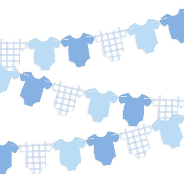 Weysat 2 Pcs Baby Clothes Banner Baby Boys Girls Shower Decorations Pink Blue Bodysuit Clothesline Banner Gender Reveal Birthday Neutral Party Outfit