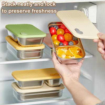 Pojemniki na przekąski ze stali nierdzewnej 2-komorowy lunch box szczelny pojemnik bento z pokrywkami pojemniki na żywność wielokrotnego użytku do podróży kempingu na zewnątrz