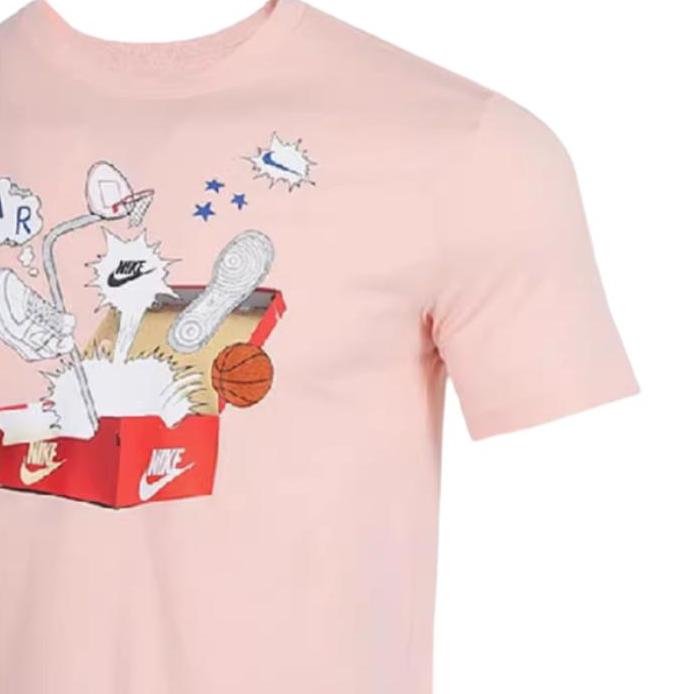 Nike Air Logo Print Sportlich Lässig Feuchtigkeitstransportierend Atmungsaktiv Kurzarm T-Shirt Herren Oberteile Pink DH0016-664