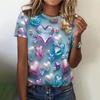 Love Heart Rainbow 3D Printed Women's T-shirt Summer Round Neck Short Sleeve T-shirt Y2K Harajuku Style T-shirt Women's Wear