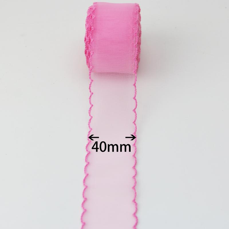 40mm Wave Silk Organza ribbon Bow material for hair ornament gift wrapping decoration lace ribbons