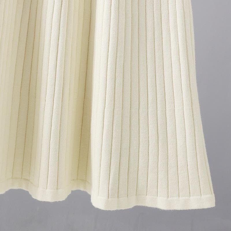 Women Autumn Winter High Neck Long Sleeve Solid Color Slim Knit High Waist Chic Dress