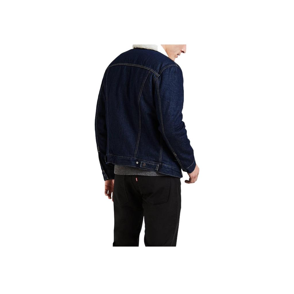 Levis Solid Color Single-Breasted Denim Long Sleeve Jacket Men jackets Dark-Blue 16365-0084