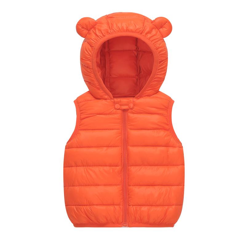 Children's Hooded Down Cotton Vest - Lightweight Winter Wear for Toddlers, Boys, and Girls