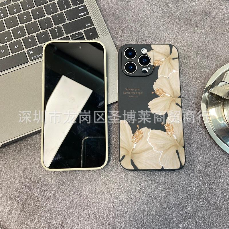 English flower applies to iPhone15 mobile phone case 14PROMAX all-inclusive 13 anti-drop 16/15 protective case 17