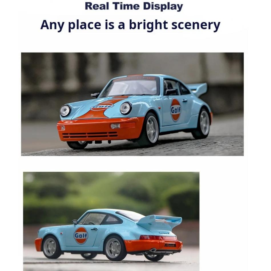 1/24 Ölçekli Porsche 964 Carrera RS 911 Alaşım Araba Diecastlar ve Oyuncak Araçlar Araba Modeli Ses ve Işık Geri Çekmeli Araba Çocuklar için Oyuncaklar Hediyeler