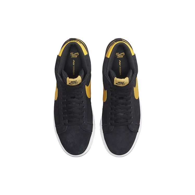 Nike Zoom Blazer Mid SB Black University Gold Unisex Sneakers White 864349-009