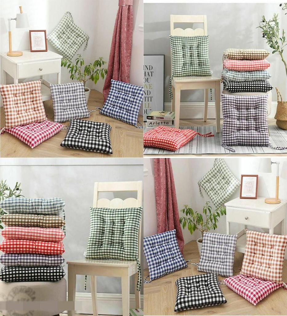 Thickened Grid Pattern Chair Cushion For Dining And Tatami Rooms