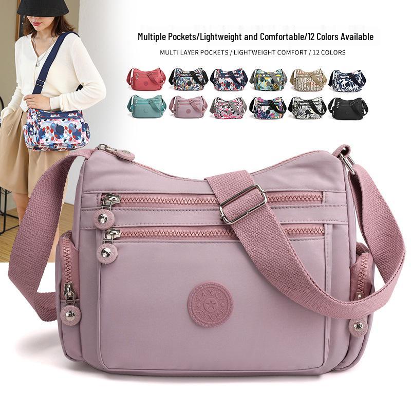Stylish Mid-Aged Women’s Waterproof Nylon Crossbody Bag with Multiple Compartments