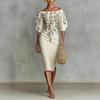 Elegant One-Shoulder Dress with Five-Point Sleeves and Slim-Fit Waist - 2025 European & American Style