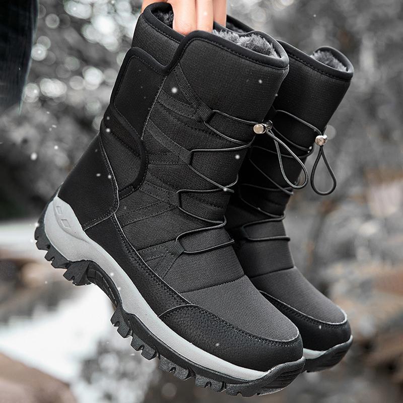 CHRLCK Men's Winter Shoes Waterproof Boots Warm Plush Couple Women Boots Winter Outdoor Anti-Slip Ankle Boots Work Casual Boots