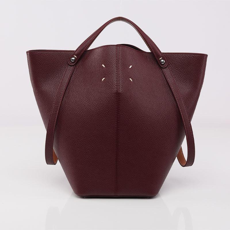 2025 New Fashion Margiela Portable Bucket Bag High-end Lychee Pattern Large Capacity Women's Basket Bag Autumn Winter Trendy PU Leather Big Tote Bag