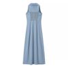 Women's Blue Sexy Button Denim Long Dress