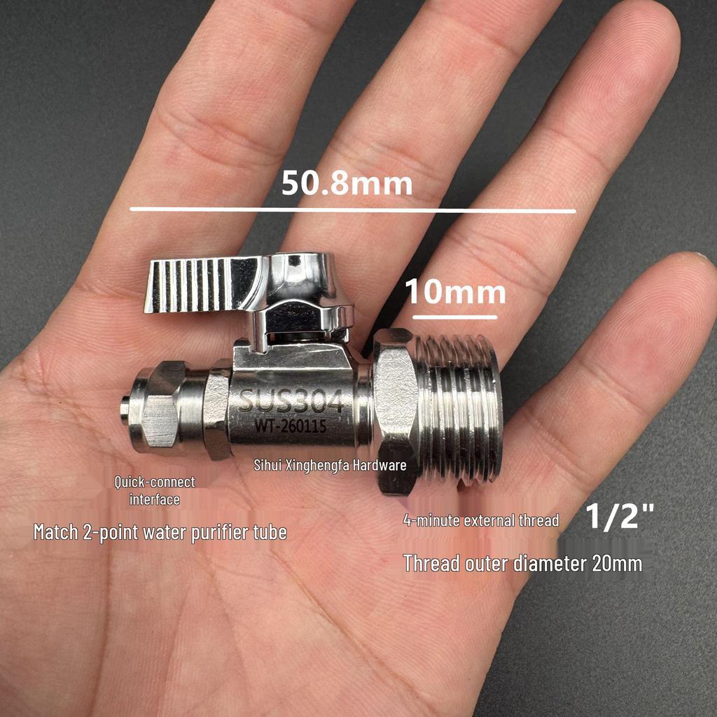 Stainless Steel Water Purifier Valve 304, Straight Through, 2-Point/3-Point, 1/2, 3/8 Inch PE Pipe, Pure Water Inlet Faucet