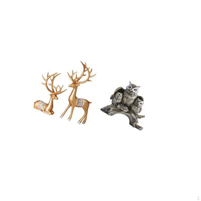 European Reindeer And Owl Collectable Sculpture Statue for Living Room Office Cabinet Decor