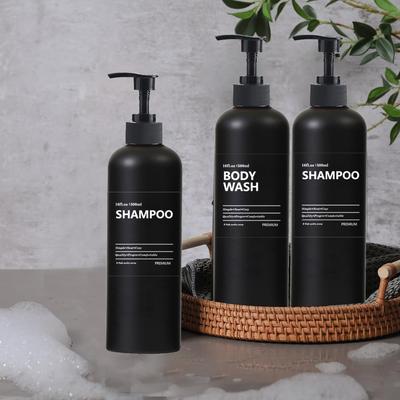 1/2/3 pezzi Flacone alto nero opaco da 500 ml per lozione con etichette Set dispenser per sapone per mani e piatti Contenitore per lozione Flaconi vuoti da viaggio