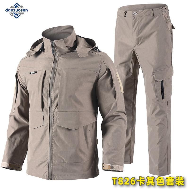 

Мужской комплект хаки для улицы: куртка и брюки карго 5XL