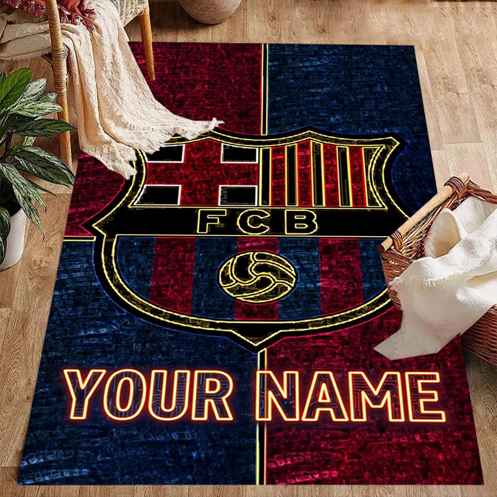 Barcelona Club Customize Text Floor Rug Office Rug Perfect for Entryway Study room Dormitory Decorate room Anti-slip Rug Decorate Offices