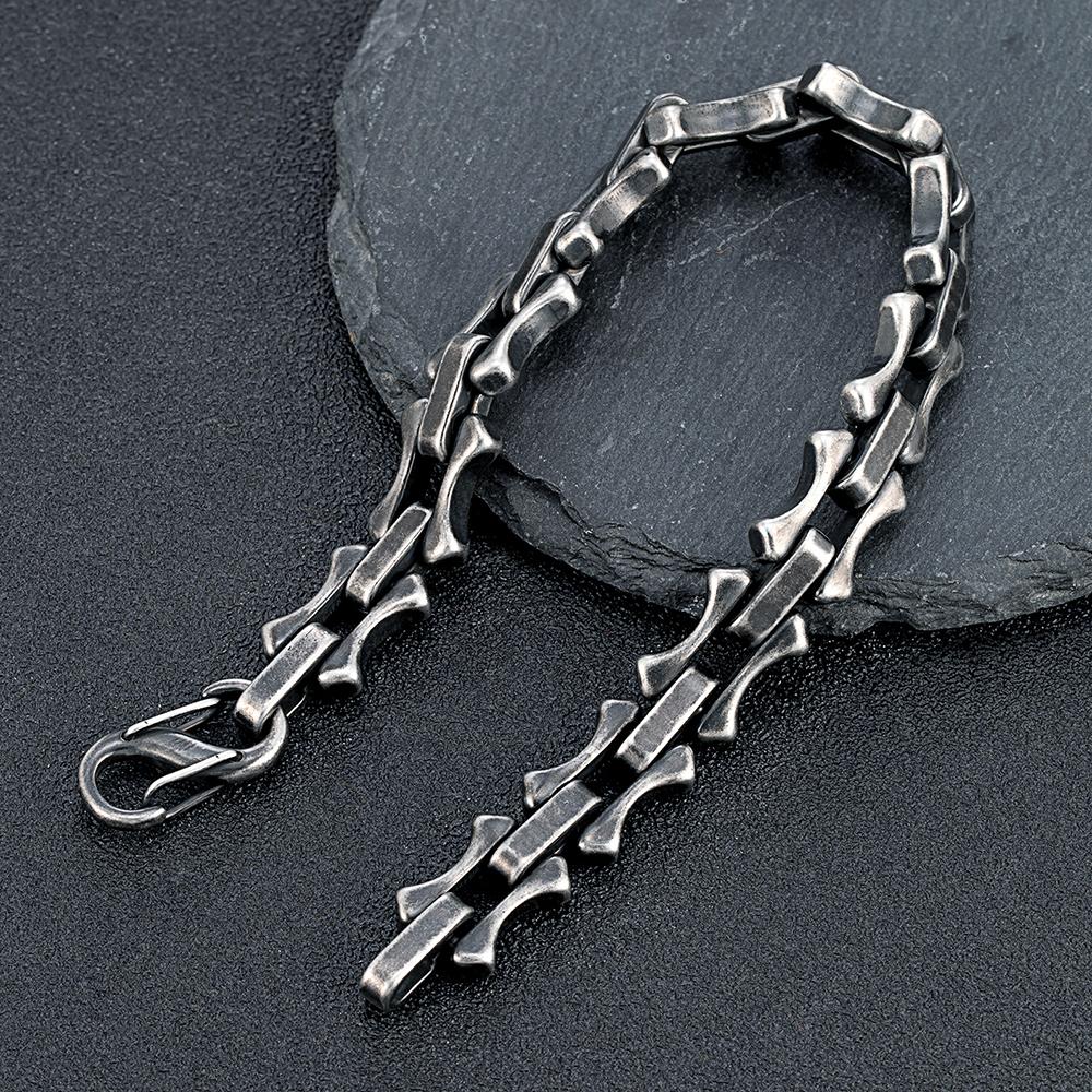 11mm Vintage Keel Chain Bracelet for Men Oxidized Square Link Wristband Viking Punk Father's Day Gift