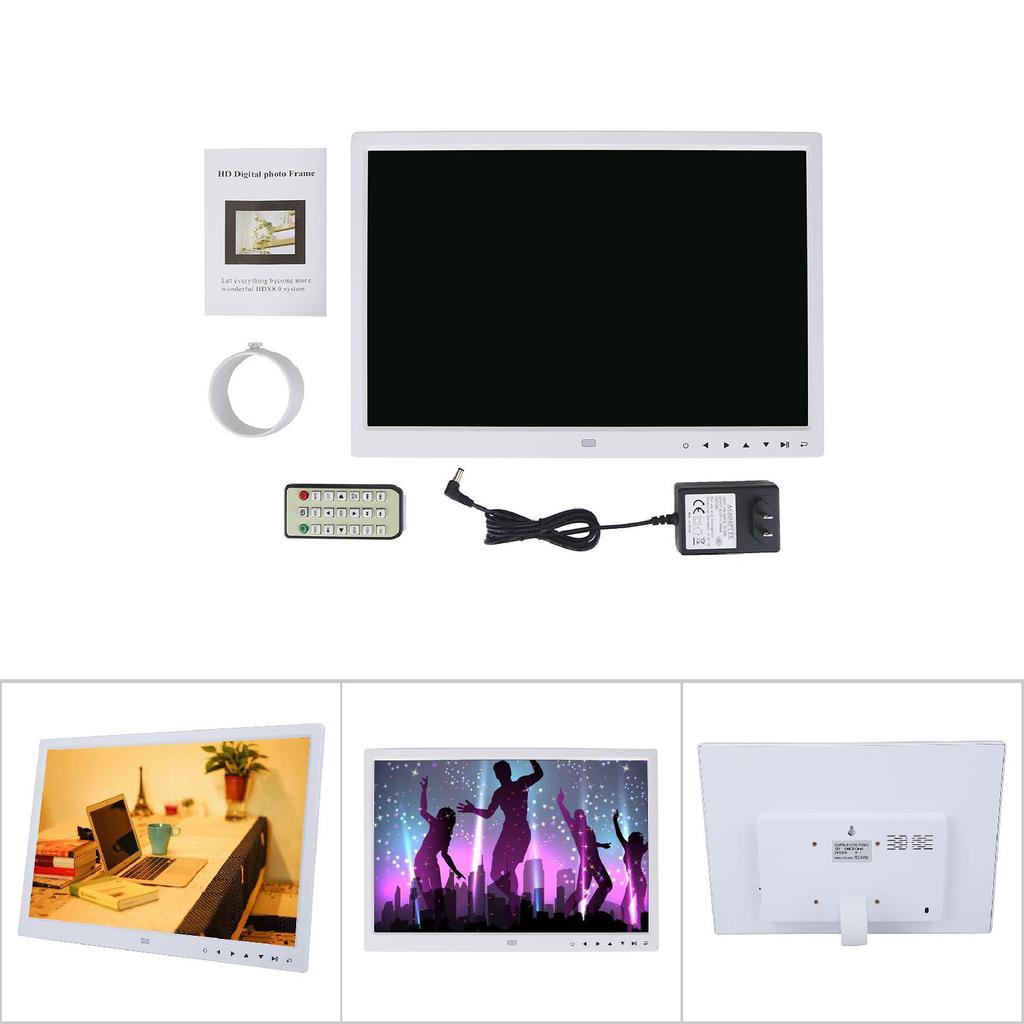 15  HD Screen Touch Button Digital Photo Frame Alarm Clock MP3Celsius4 Movie Player   Black