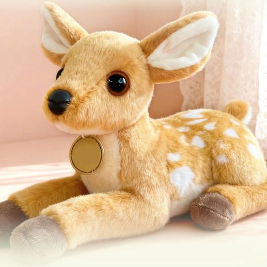 25CM Reindeer Plush Toy Soft Stuffed Animal Laying Down Pose Giraffe Plushies Birthday Xmas Gift for Kids