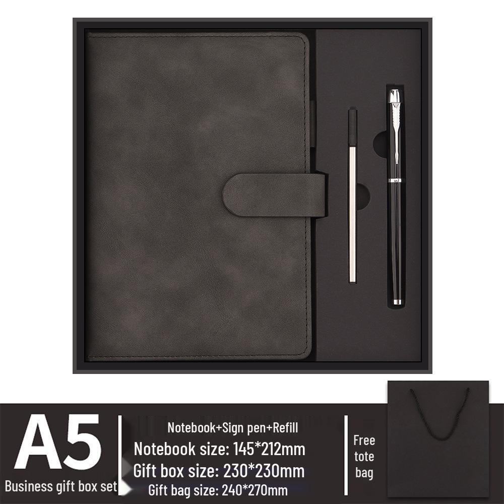 A5 Custom LOGO Business Notebook Set: Faux Leather Stationery Gift for Company Events