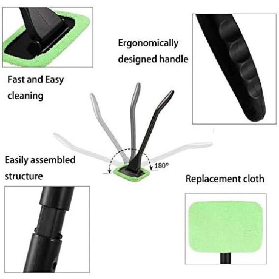 XINXIYAN Windshield Cleaner Tool Car Window Cleaner Ide Interior Windshield Cleaning Tool(Green-Rectangle)