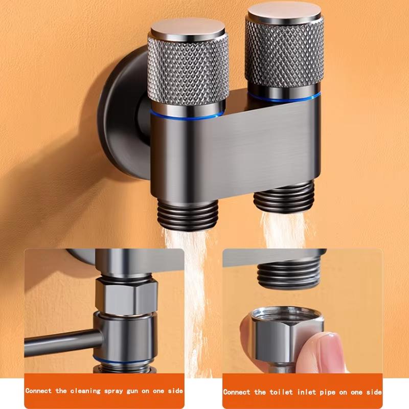 Toilet bidet sprayer Gun Flush One in Two Out Faucet Angle Valve with High-pressure Wall Mounted Handle Sprayer Set
