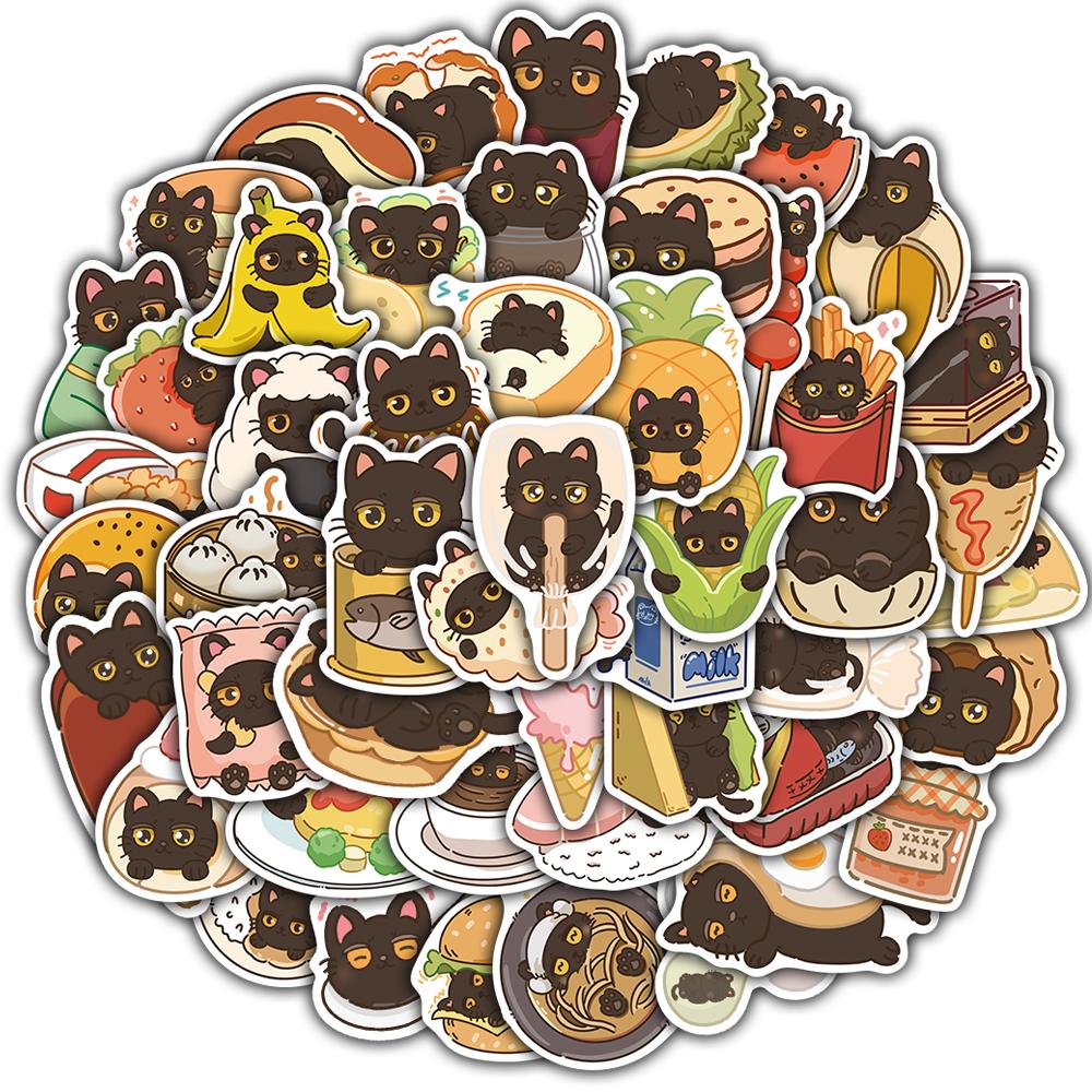 50/100PCS Black Cat Greedy Diary Sticker Classic Harajuku Graffiti Motorcycle Laptop Luggage Coffee Fridge Suitcase Phone Sticke