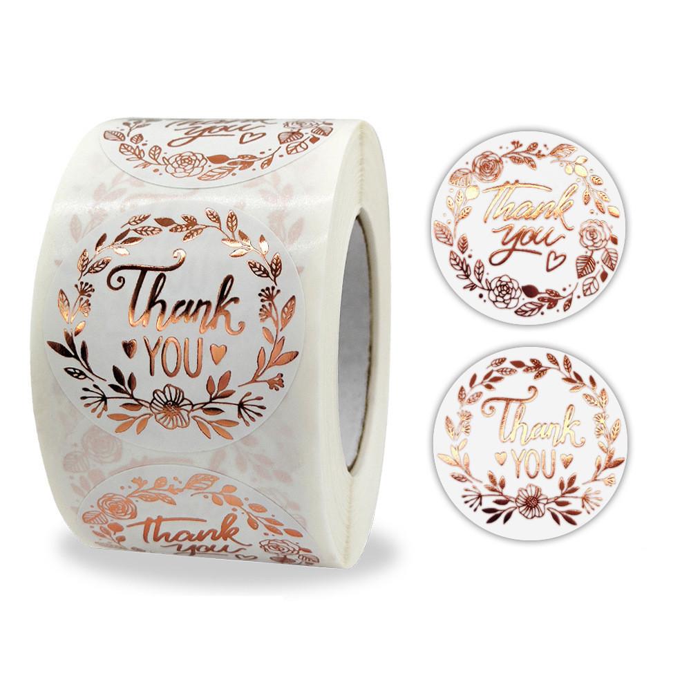 2.5 Cm, Roll Up, Thank You Sticker, Olive Branch, Hot Rose Gold, Self-adhesive Sticker, Label, Sticker, Commercial Sticker, Party Decoration