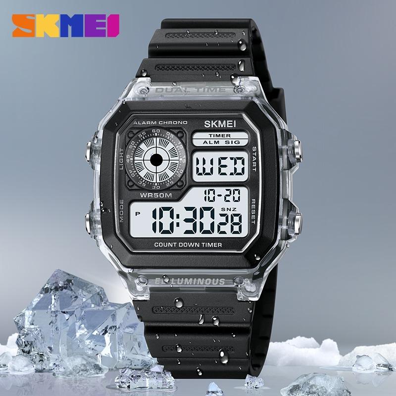 Creative Transparent Case Electronic Watch, Jelly Dial Multi-function Digital Sports Watch