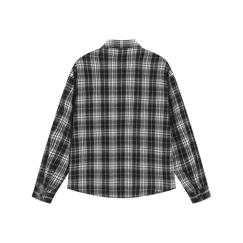 Autumn Men'S Plaid Long Sleeve Shirt Men'S Casual Loose Lapel Shirt Jacket