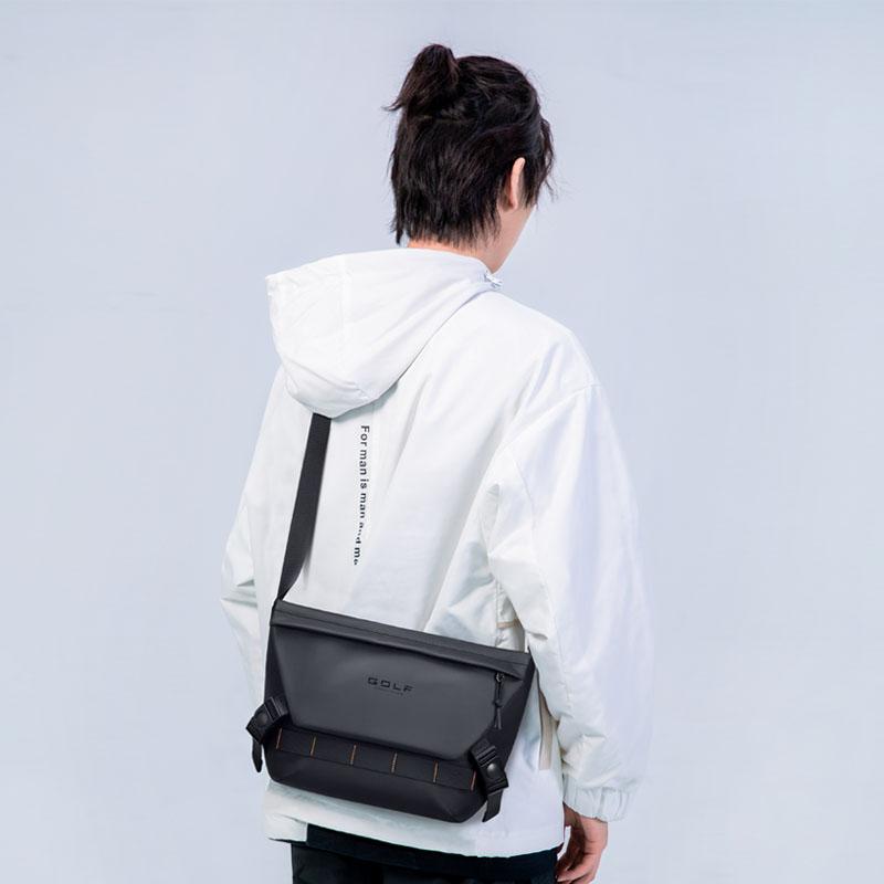 New GOLF Textile, Synthetic Leather Messenger Bag, Crossbody Bag Men's Black D241878
