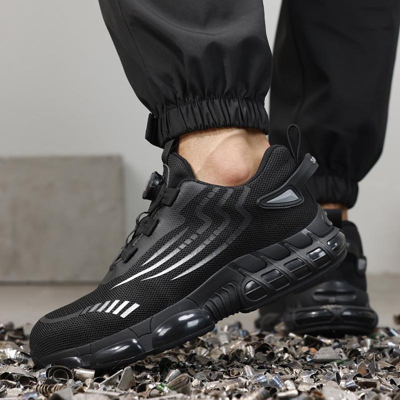 Rotating Button Men Work Safety Shoes Puncture-Proof Safety Boot For Engineers Work Sneakers Fashion Protection Shoes Men Boots