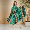 Grün Vintage Bikini Set Vertuschungen Retro Sommer Strand Kimono Kleid Frauen Sommer Beachwear Badeanzug Cover Up A1481
