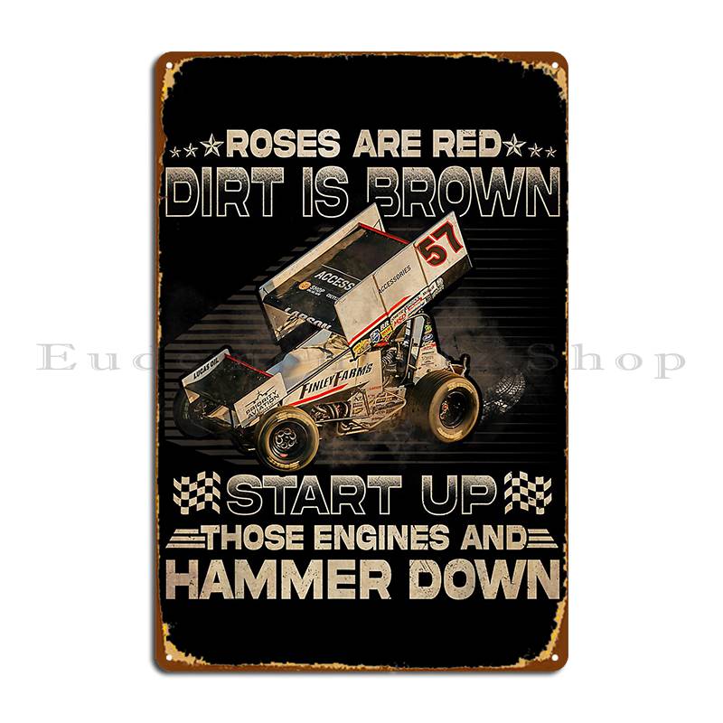 Dirt Track Racing Kyle Larson Champion Sprint Car Metal Plaque Create Customized Painting Wall Mural Create Tin Sign Poster 20X30CM