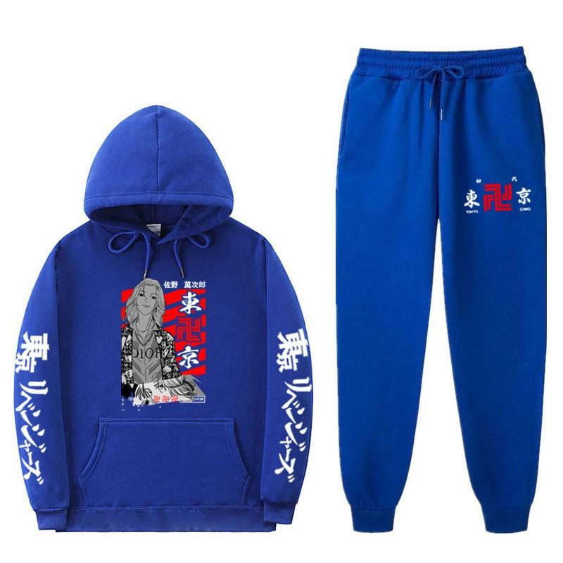 Mens Streetwear Hooded Sweatshirt Set Loose Fit Winter Warm Fleece Lined Casual Tracksuit
