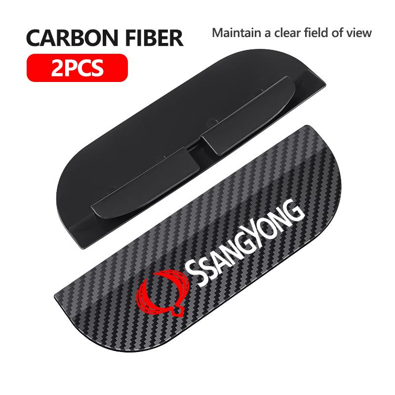 Car Rearview Mirror Rain Eyebrow Snap-On Carbon Fiber Rain Shield For SsangYong Musso Korando Rexton Torres Kyron 2 Sanka Actyon