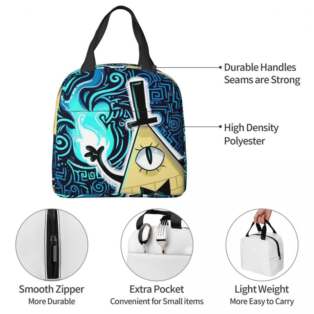 Cartoon Gravitys Falls Insulated Lunch Bag for Kids School Cooler Thermal Food Box Tote Leakproof Lunch Boxes Container