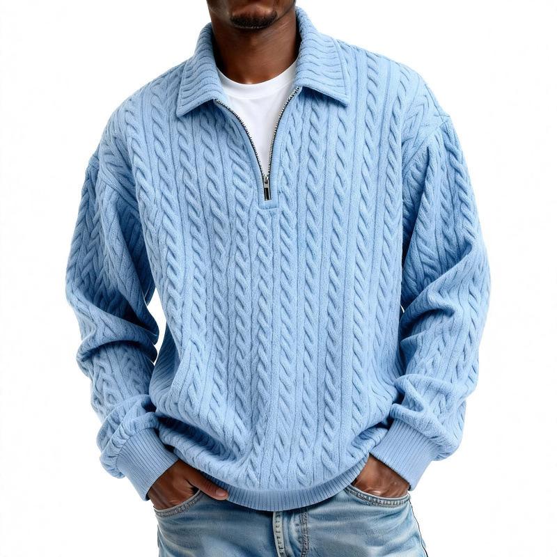 Half Zipper Sweatshirt Men Spring Autumn Turn Down Collar Pullover Hoodie Loose Casual Pull On Sweatshirts