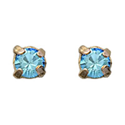 [L1136] - Gold Plated Earrings 'Brilliants' Aqua Gold - 4 Mm