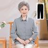 Vintage 60s-80s Grandma Cotton Blouse: Spring/Summer Seven-Sleeve Top for Elderly Women