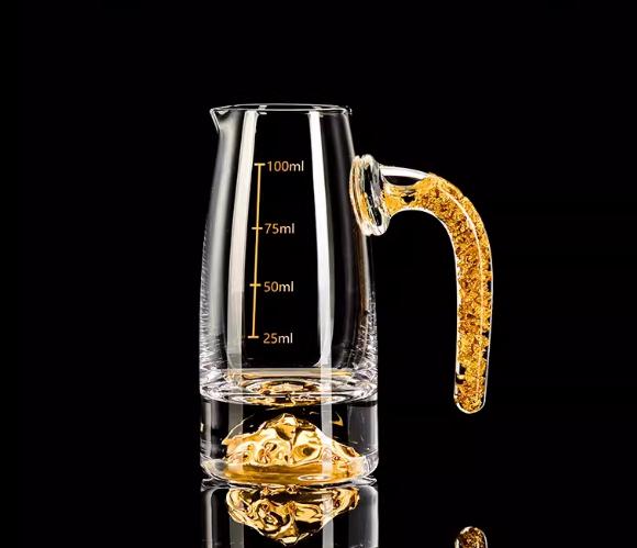 Gold Foil Glass Cup Golden Rock-shaped White Wine Cup Highball Glass 100ml Crystal Wine Dispenser Tableware Flagon Transparent