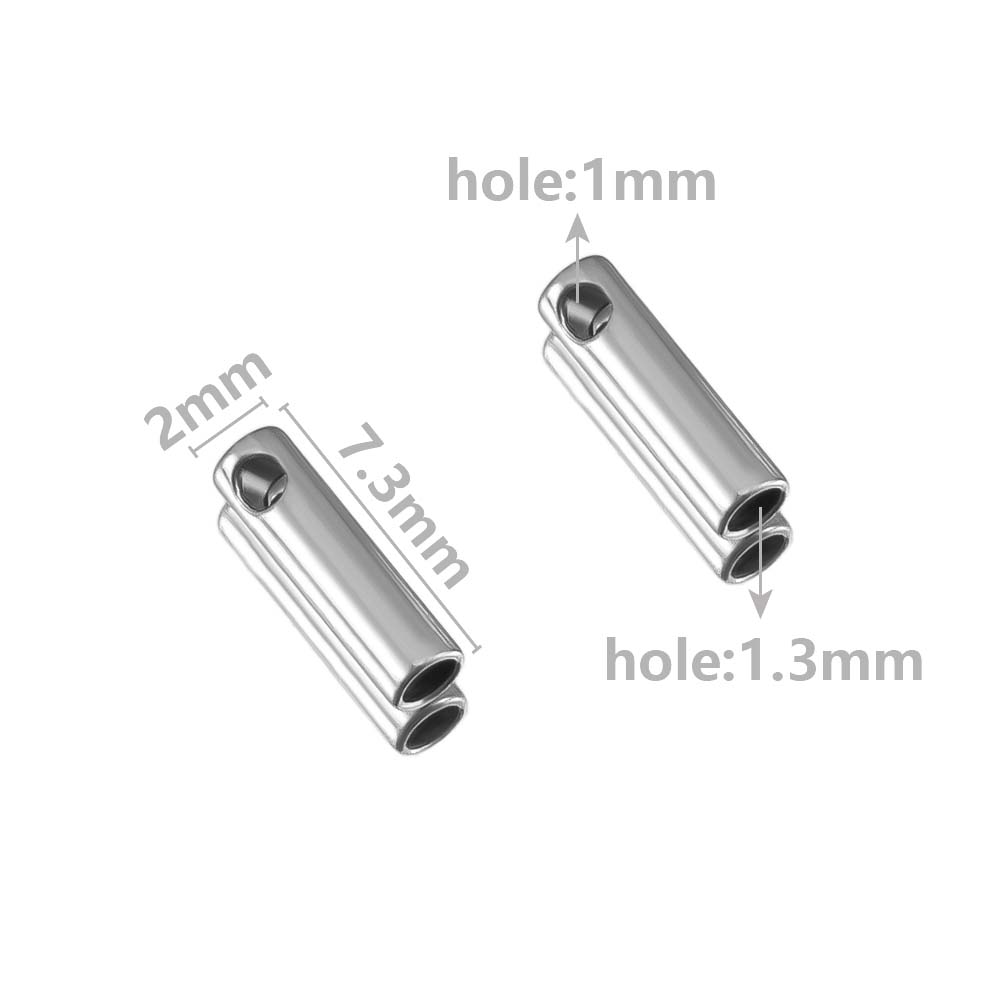 20pcs Stainless Steel Column End Tip Cap Crimp Clasps For DIY End Bead Caps Connector Necklace Leather Cord Jewelry Accessories