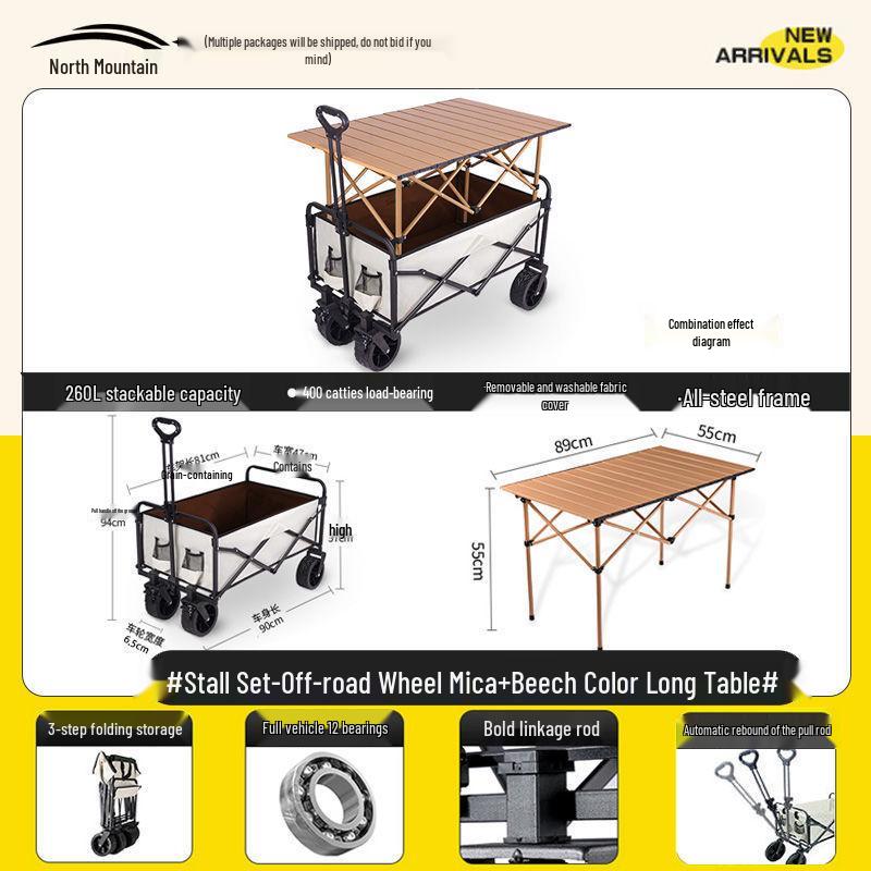 Faltbarer Outdoor-Camping-Handwagen und Picknick-Trolley