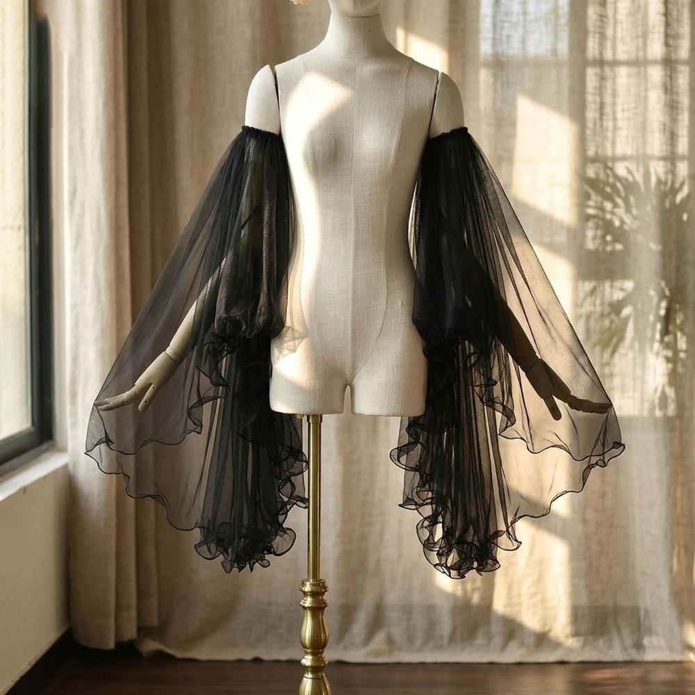 1 pair Chiffon Fabric Arm Covers Flare Shape Detachable Cuffs Fake Sleeves Bridesmaids